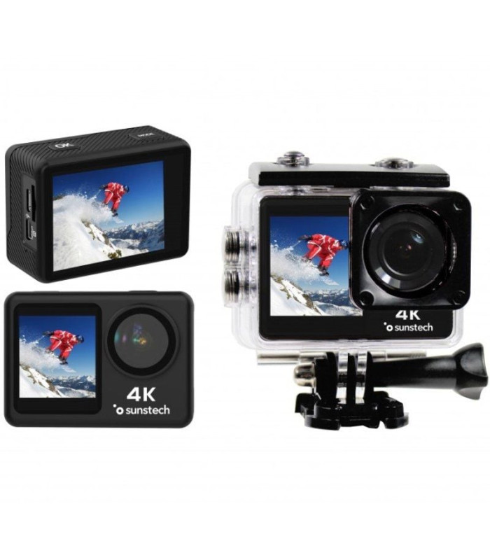 Cámara digital deportiva sunstech adventure 4k/ 16mp/ ángulo de visión 170º/ negra