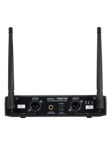 Micrófono inalámbrico doble mano uhf fonestar sonair-2m/ incluye receptor