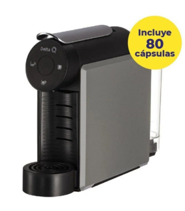 Cafetera de cápsulas delta mini qool/ gris + 80 cápsulas qalidus