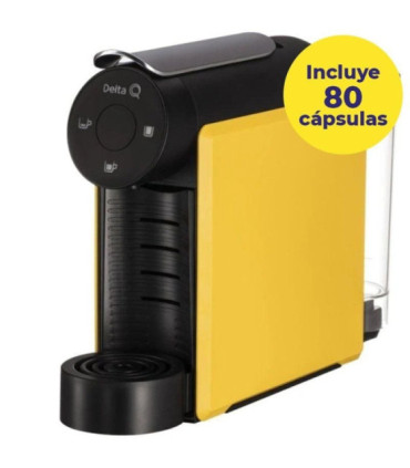 Cafetera de cápsulas delta mini qool/ amarilla + 80 cápsulas qalidus