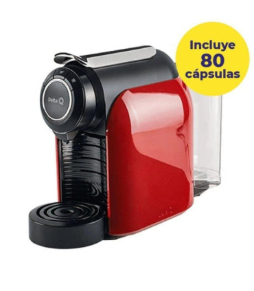 Cafetera de cápsulas delta qool evolution/ roja + 80 cápsulas café qalidus
