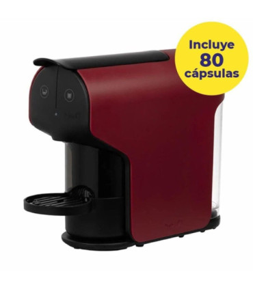Cafetera de cápsulas delta quick/ roja + 80 cápsulas café qalidus