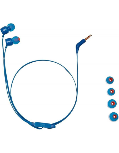 Auriculares intrauditivos jbl tune 110/ con micrófono/ jack 3.5/ azules