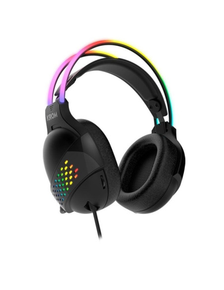 Auriculares gaming con micrófono krom klaim/ jack 3.5/ usb 2.0/ negros