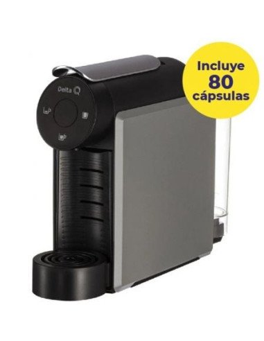 Cafetera de cápsulas delta mini qool/ gris + 80 cápsulas qalidus