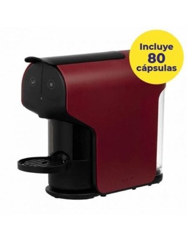 Cafetera de cápsulas delta quick/ roja + 80 cápsulas café qalidus