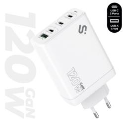 Cargador de Pared GaN Subblim 120W Charger USB C+C+C+A/ 3xUSB Tipo-C/ 1xUSB/ 120W