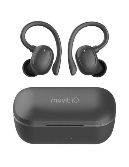 Auriculares deportivos bluetooth muvit io smart true wireless sport enc con estuche de carga/ autonomía 6h/ negros