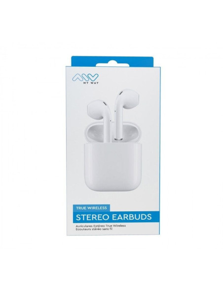 Auriculares bluetooth myway wireless touch mwhph0030 con estuche de carga/ autonomía 3h/ blancos