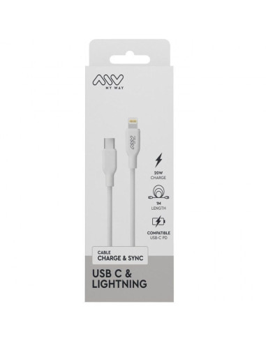 Cable usb 2.0 tipo-c lightning myway mwusc0023/ usb tipo-c macho - lightning macho/ 1m/ blanco