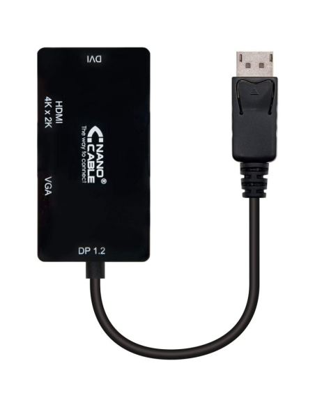 Cable conversor nanocable 10.16.3301-bk/ displayport macho - vga hembra/ dvi hembra/ hdmi hembra
