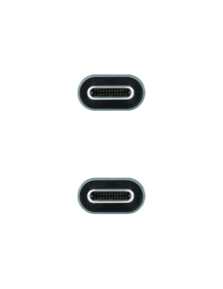 Cable usb 3.2 nanocable 10.01.4302/ usb tipo-c macho - usb tipo-c macho/ 2m/ gris y negro