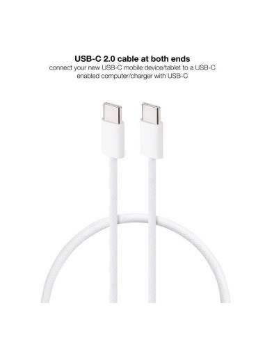 Cable usb 2.0 tipo-c nanocable 10.01.6001-co/ usb tipo-c macho - usb tipo-c macho/ hasta 60w/ 480mbps/ 1m/ blanco