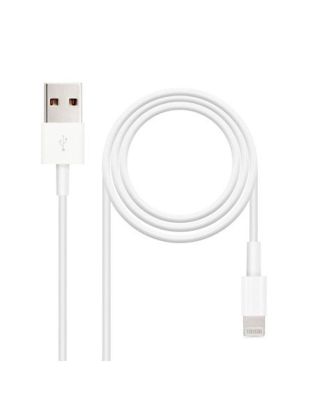 Cable usb 2.0 lightning nanocable 10.10.0402/ usb macho - lightning macho/ 2m/ blanco
