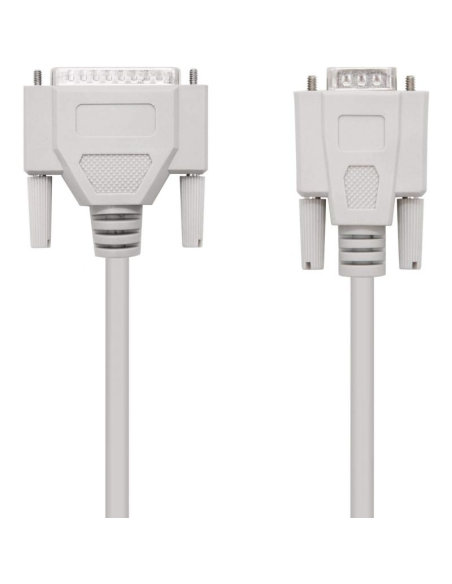 Cable serie null modem nanocable 10.14.0802/ db9 hembra - db25 macho/ 1.8m/ beige