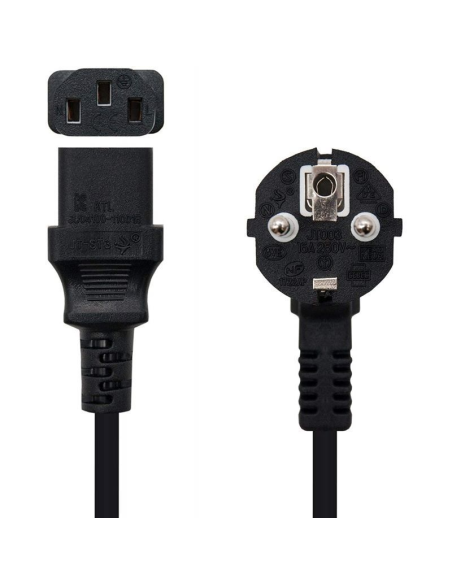 Cable alimentación nanocable 10.22.0102/ schuko macho - c13 hembra/ 1.5m/ negro