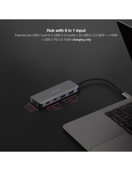 Docking tipo-c nanocable 10.16.1006/ 2xusb/ 1xhdmi 4k/ 2xusb tipo-c/ 1xusb tipo-c pd