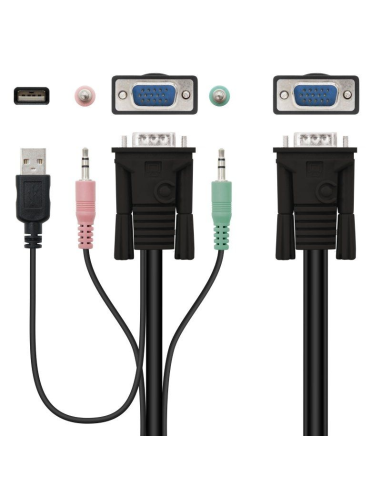 Kvm switch nanocable 10.12.0001/ pc - cpu: 2 vga + 2 usb + 4 jack 3.5 / consola: 2 usb + vga + 2 jack 2.5/ 1.4m