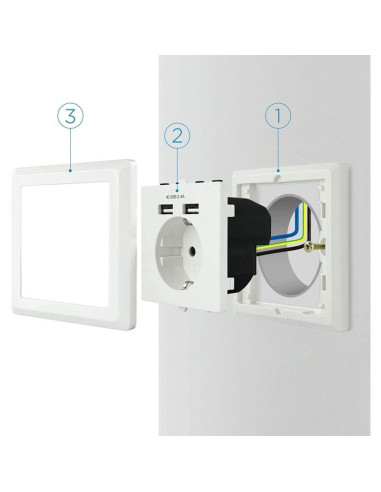 Roseta de pared nanocable 10.35.0010/ 1 schuko/ 2 usb