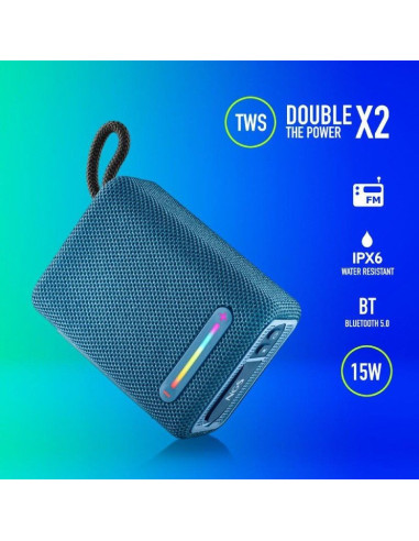 Altavoz con bluetooth ngs roller furia 1/ 15w/ 2.0/ azul