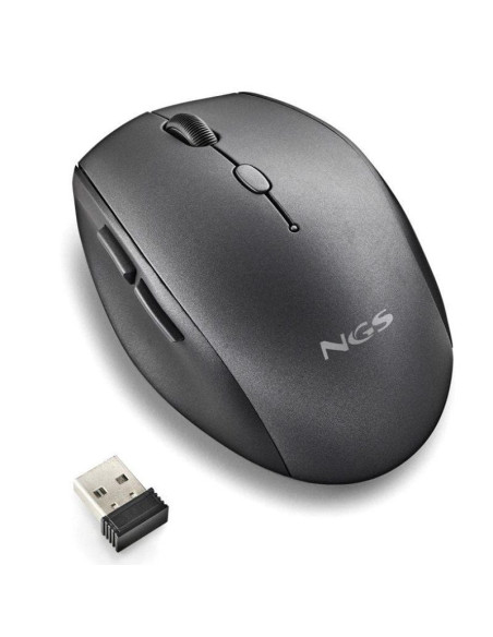 Ratón inalámbrico ngs bee black/ hasta 1600 dpi