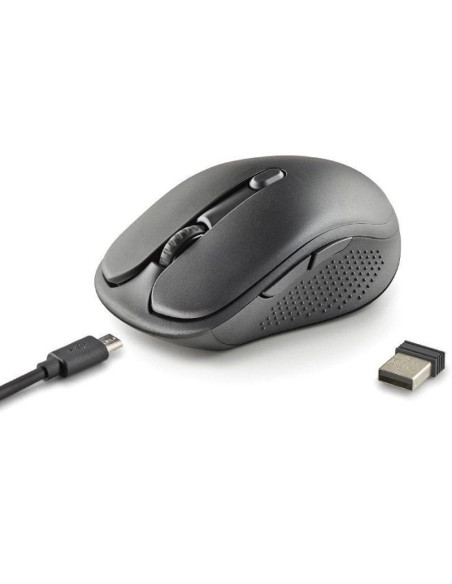 Ratón inalámbrico ngs evo peep silencioso/ batería recargable/ hasta 3200 dpi/ negro