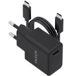 Cargador de Pared GaN Aisens ASCH-20W1P082-BK/ 1xUSB Tipo-C/ 20W/ Incluye Cable USB Tipo-C