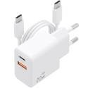 Cargador de Pared GaN Aisens ASCH-20W2P083-W/ 1xUSB Tipo-C/ 1xUSB/ 20W/ Blanco/ Incluye Cable USB Tipo-C