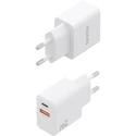 Cargador de Pared GaN Aisens ASCH-20W2P083-W/ 1xUSB Tipo-C/ 1xUSB/ 20W/ Blanco/ Incluye Cable USB Tipo-C