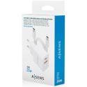 Cargador de Pared GaN Aisens ASCH-20W2P083-W/ 1xUSB Tipo-C/ 1xUSB/ 20W/ Blanco/ Incluye Cable USB Tipo-C
