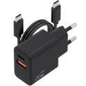 Cargador de Pared GaN Aisens ASCH-20W2P084-BK/ 1xUSB Tipo-C/ 1xUSB/ 20W/ Incluye Cable USB Tipo-C