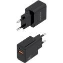 Cargador de Pared GaN Aisens ASCH-20W2P084-BK/ 1xUSB Tipo-C/ 1xUSB/ 20W/ Incluye Cable USB Tipo-C
