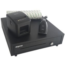 Pack para TPV Approx appPOSPACK4180USB-2D/ Cajón Portamonedas + Impresora Térmica de Tickets + Lector de Códigos + Rollos Térmic