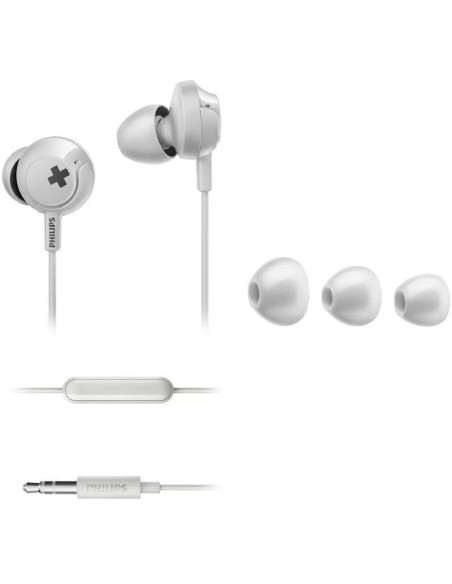Auriculares intrauditivos philips she4305wt/ con micrófono/ jack 3.5/ blancos