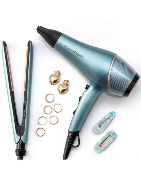 Secador remington shine therapy pro ac9300/ 2200w/ iónico/ negro y azul
