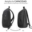 Mochila Subblim Xpand Air Padding Backpack para Portátiles hasta 15.6'/ 21L/ Puerto USB/ Negro