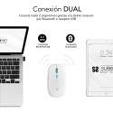 Ratón Inalámbrico Subblim LED Dual Flat/ Batería recargable/ Hasta 1600 DPI/ Blanco