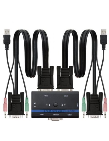 Kvm switch nanocable 10.12.0001/ pc - cpu: 2 vga + 2 usb + 4 jack 3.5 / consola: 2 usb + vga + 2 jack 2.5/ 1.4m