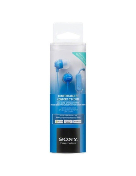 Auriculares intrauditivos sony mdr-ex15apli/ con micrófono/ jack 3.5/ azules