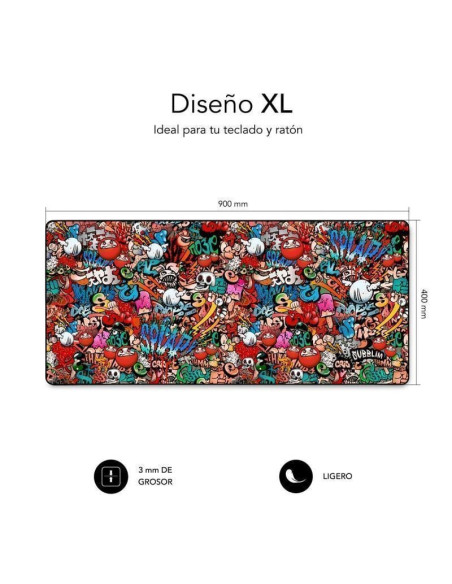 Alfombrilla subblim 01puw02 graffiti xl/ 900 x 400 x 3 mm