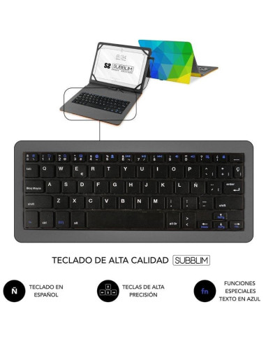 Funda con teclado subblim keytab usb 11' triángulos usb para tablets de 11'