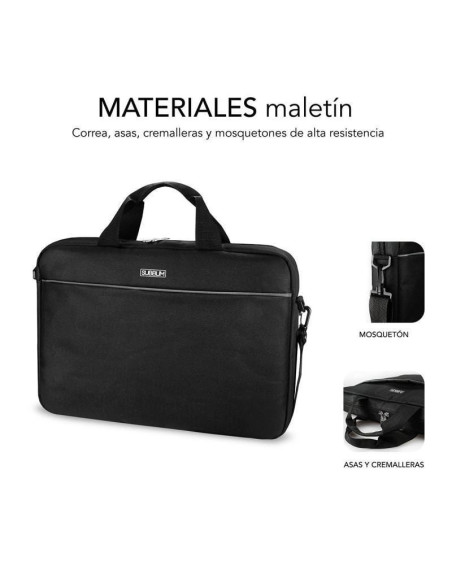 Maletín + ratón inalámbrico subblim select pack para portátiles hasta 15.6'/ cinta para trolley/ negro