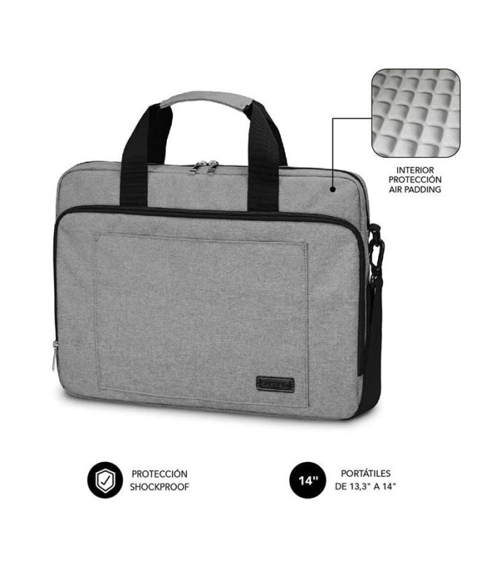 Maletín subblim air padding laptop bag para portátiles hasta 14'/ cinta para trolley/ gris