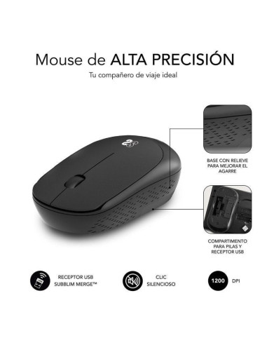 Ratón inalámbrico subblim business plus silencioso/ hasta 1200 dpi