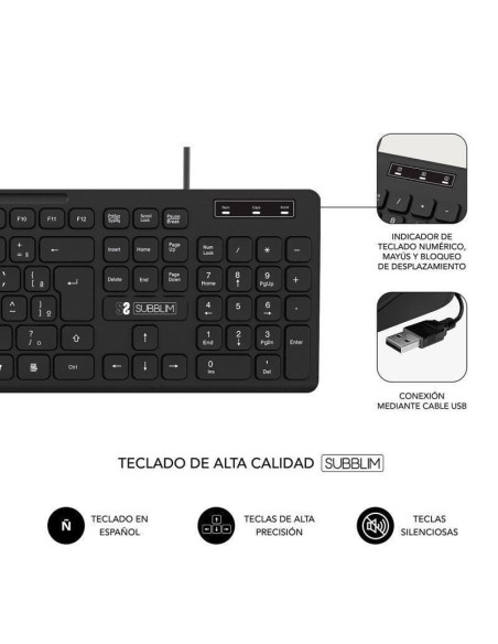 Teclado y ratón subblim combo business slim cssk01/ negro