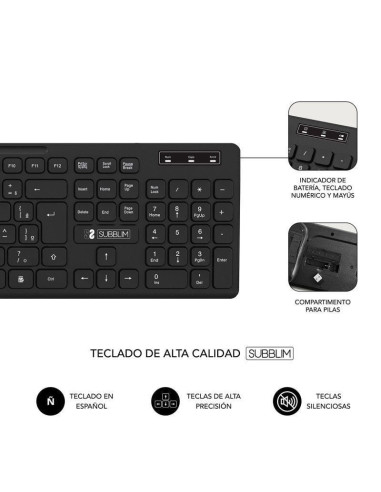 Teclado y ratón inalámbrico subblim combo business slim cssw10/ negro