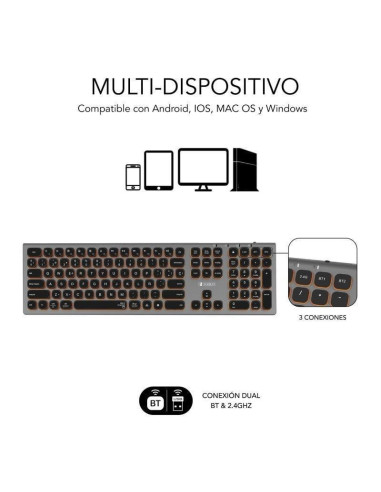 Teclado inalámbrico subblim master/ gris y negro