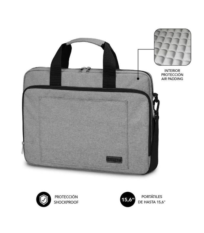 Maletín subblim air padding laptop bag para portátiles hasta 15.6'/ cinta para trolley/ gris