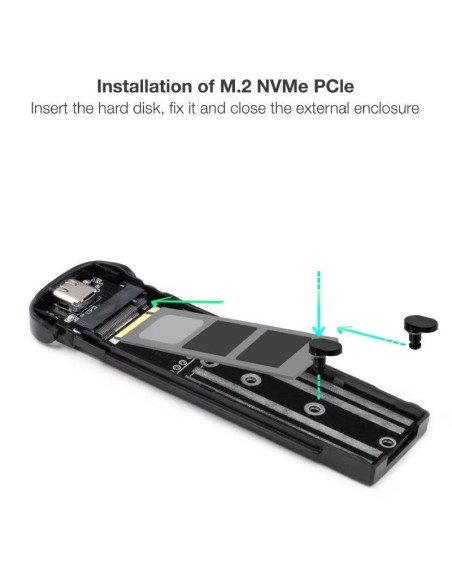 Caja externa para disco ssd m.2 nvme tooq tqe-2201b/ usb 3.1 gen2/ sin tornillos