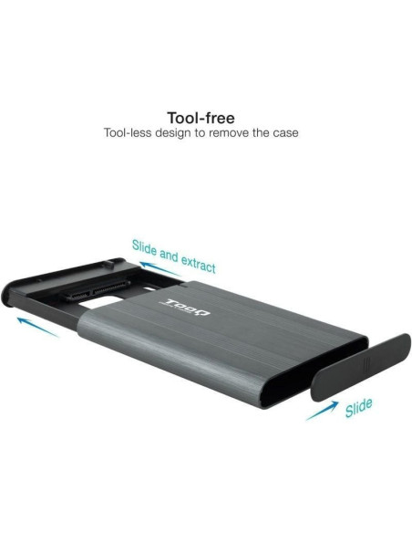 Caja externa para disco duro de 2.5' tooq tqe-2503g/ usb 3.1/ sin tornillos